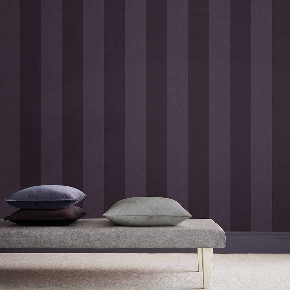 Heritage Stripe Wallpaper 107593 by Graham & Brown in Plum Purple